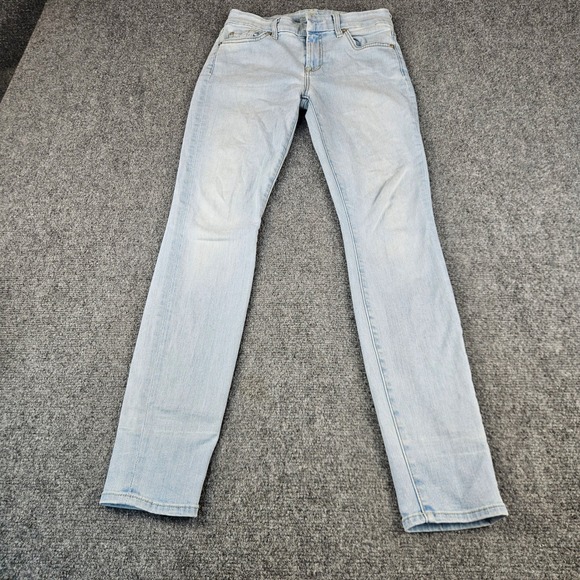 7 For All Mankind Denim - 7 For All Mankind The Ankle Skinny Jeans Light Wash‎ Blue Size 26 Stretch Denim